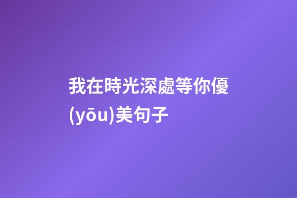 我在時光深處等你優(yōu)美句子