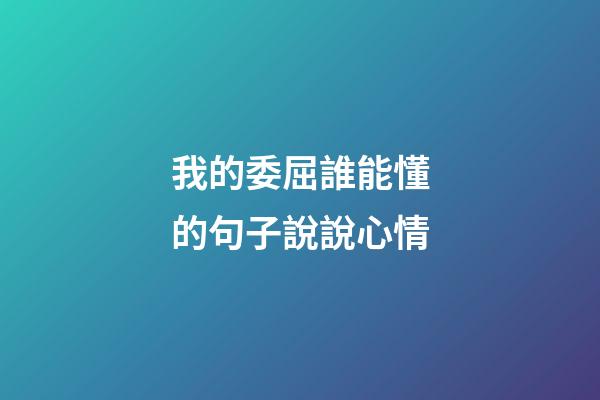 我的委屈誰能懂的句子說說心情