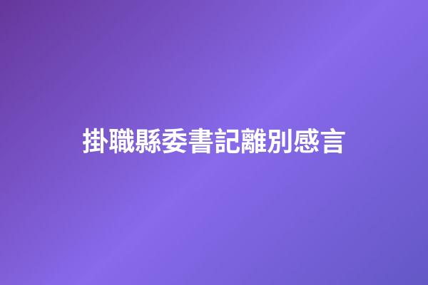 掛職縣委書記離別感言