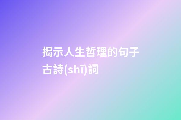 揭示人生哲理的句子古詩(shī)詞