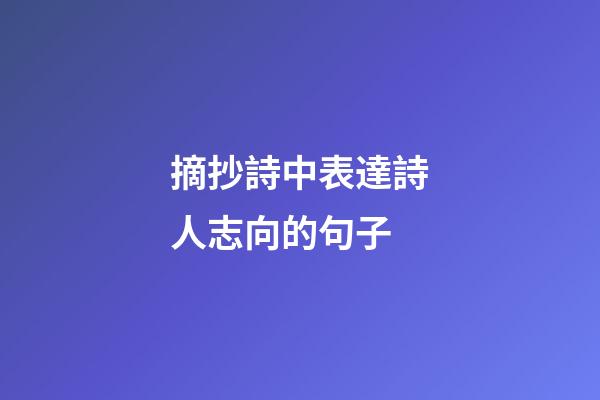 摘抄詩中表達詩人志向的句子