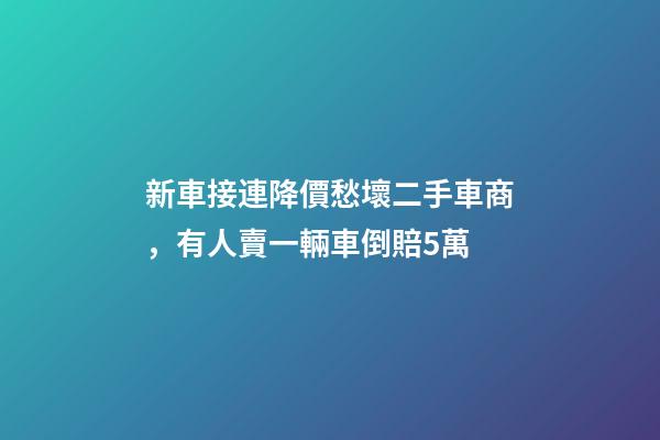 新車接連降價愁壞二手車商，有人賣一輛車倒賠5萬