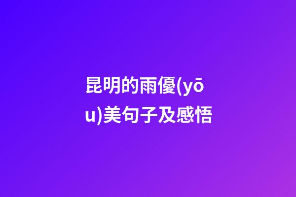 昆明的雨優(yōu)美句子及感悟