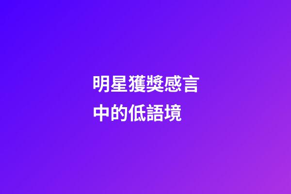 明星獲獎感言中的低語境