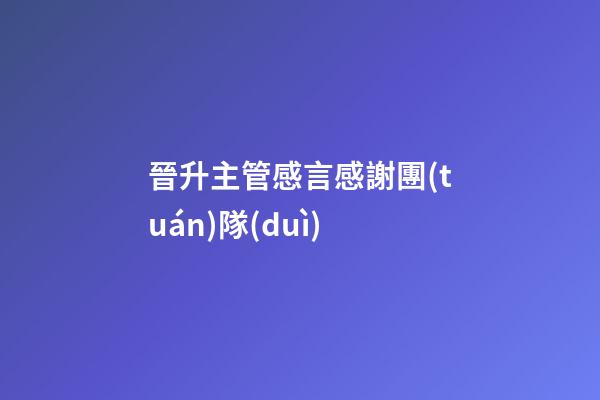 晉升主管感言感謝團(tuán)隊(duì)