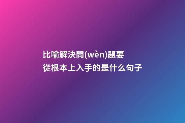 比喻解決問(wèn)題要從根本上入手的是什么句子