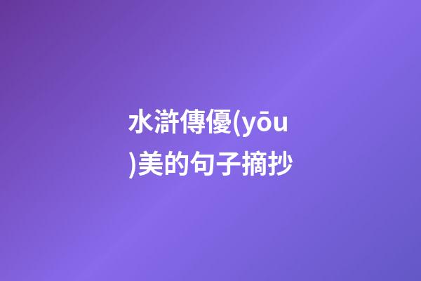 水滸傳優(yōu)美的句子摘抄