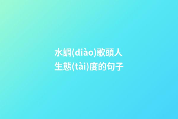 水調(diào)歌頭人生態(tài)度的句子