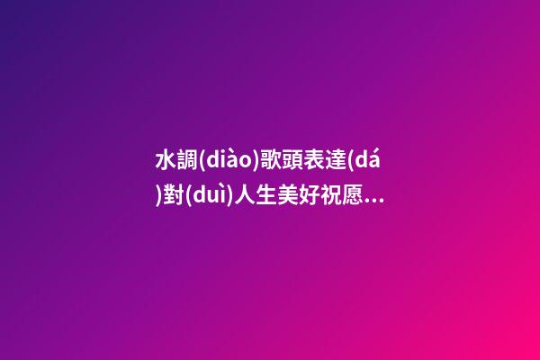 水調(diào)歌頭表達(dá)對(duì)人生美好祝愿的句子是