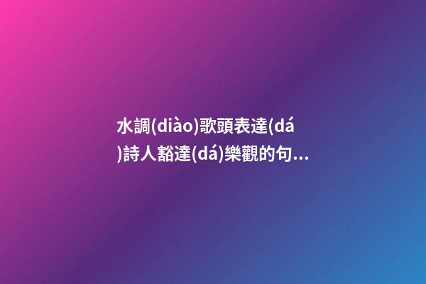 水調(diào)歌頭表達(dá)詩人豁達(dá)樂觀的句子