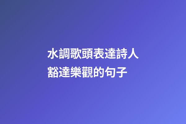 水調歌頭表達詩人豁達樂觀的句子