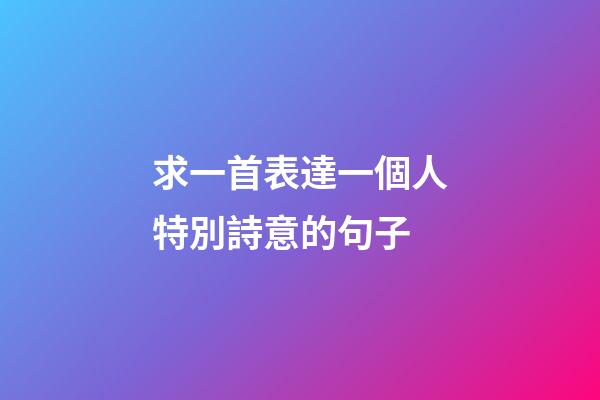 求一首表達一個人特別詩意的句子