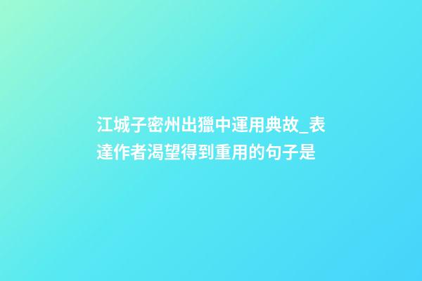 江城子密州出獵中運用典故_表達作者渴望得到重用的句子是