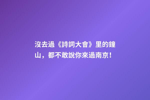 沒去過《詩詞大會》里的鐘山，都不敢說你來過南京！