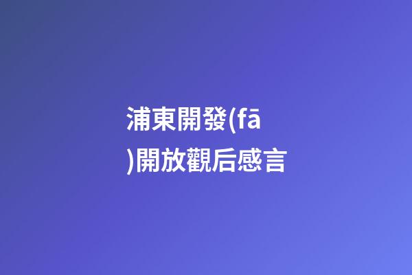 浦東開發(fā)開放觀后感言