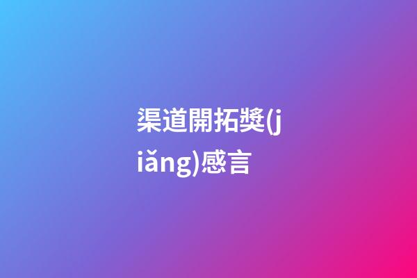 渠道開拓獎(jiǎng)感言