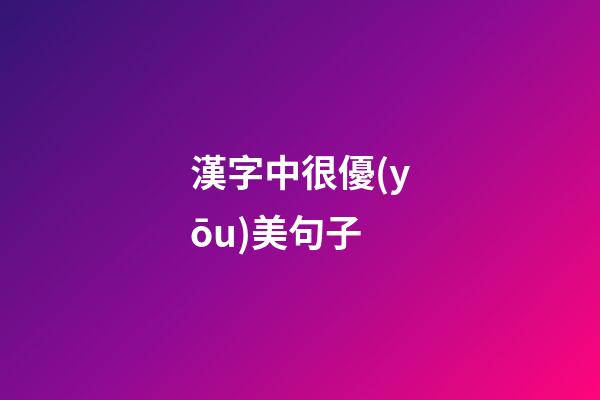 漢字中很優(yōu)美句子