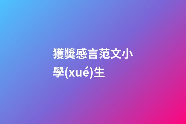 獲獎感言范文小學(xué)生