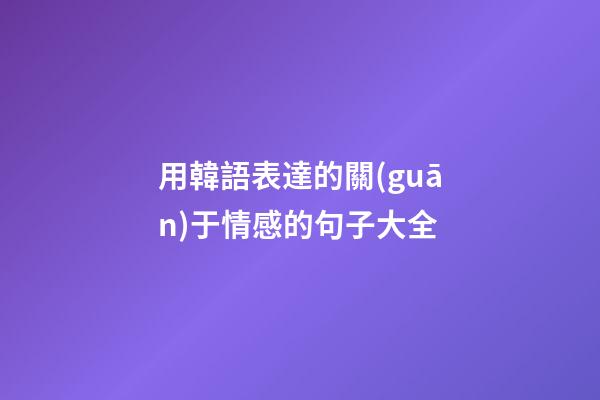 用韓語表達的關(guān)于情感的句子大全