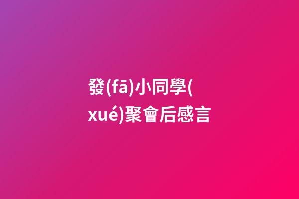 發(fā)小同學(xué)聚會后感言