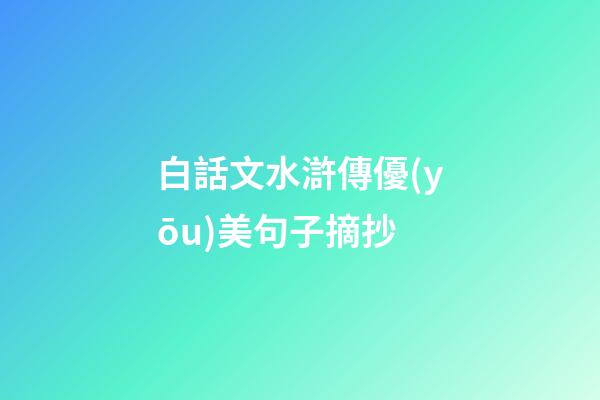 白話文水滸傳優(yōu)美句子摘抄