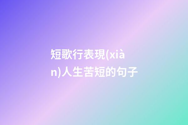 短歌行表現(xiàn)人生苦短的句子