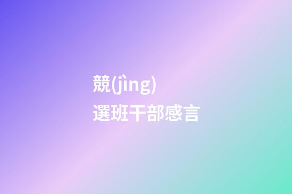 競(jìng)選班干部感言