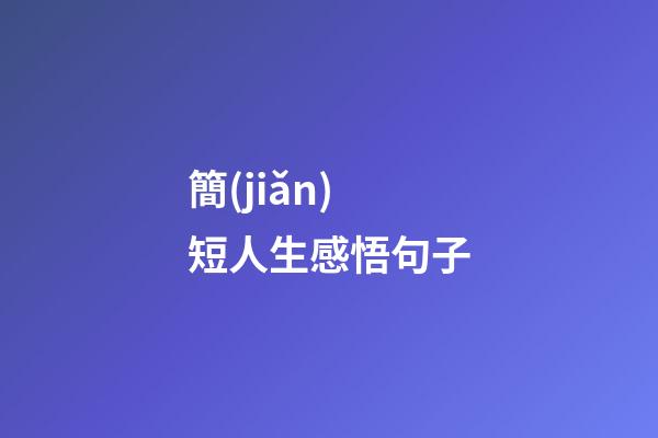 簡(jiǎn)短人生感悟句子