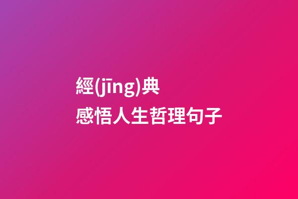 經(jīng)典感悟人生哲理句子