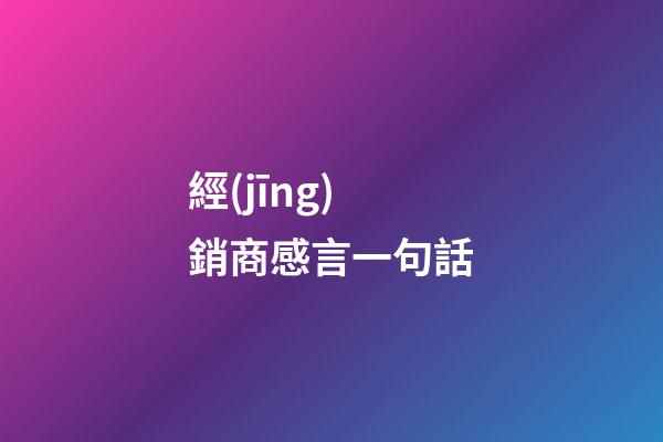 經(jīng)銷商感言一句話