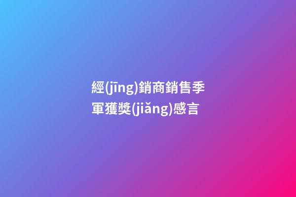 經(jīng)銷商銷售季軍獲獎(jiǎng)感言