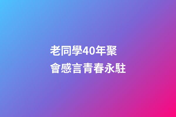 老同學40年聚會感言青春永駐