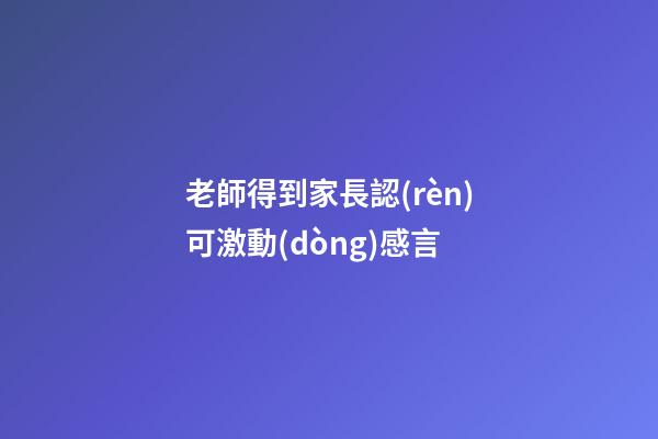 老師得到家長認(rèn)可激動(dòng)感言