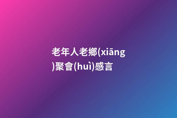 老年人老鄉(xiāng)聚會(huì)感言