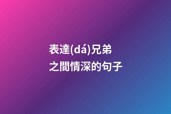 表達(dá)兄弟之間情深的句子