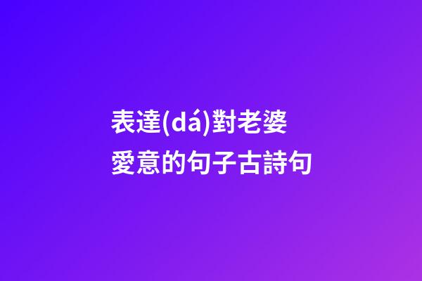 表達(dá)對老婆愛意的句子古詩句