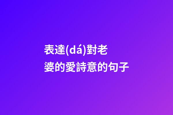 表達(dá)對老婆的愛詩意的句子