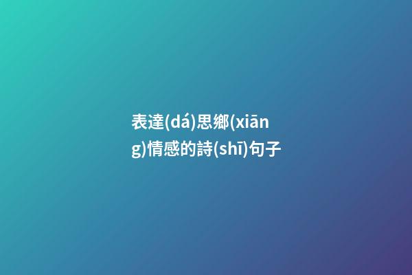 表達(dá)思鄉(xiāng)情感的詩(shī)句子