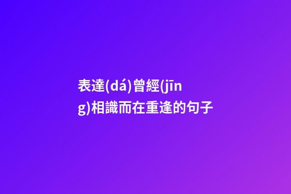 表達(dá)曾經(jīng)相識而在重逢的句子