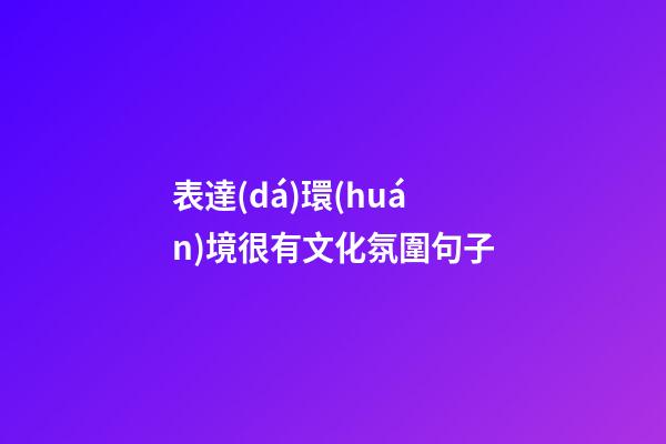 表達(dá)環(huán)境很有文化氛圍句子