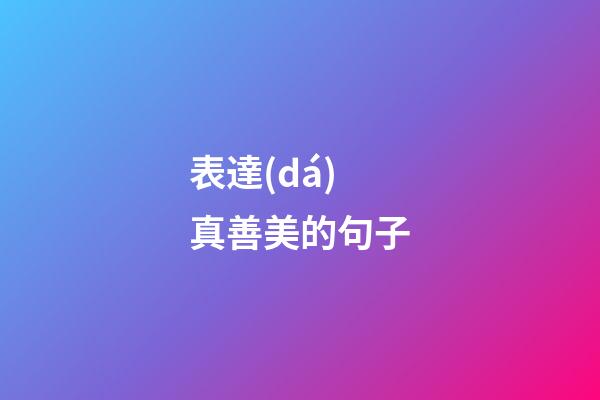 表達(dá)真善美的句子