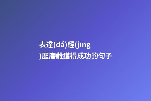 表達(dá)經(jīng)歷磨難獲得成功的句子