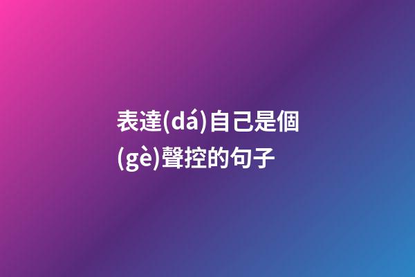 表達(dá)自己是個(gè)聲控的句子