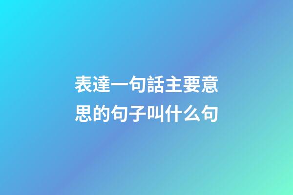 表達一句話主要意思的句子叫什么句