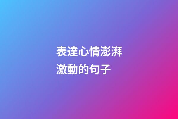 表達心情澎湃激動的句子