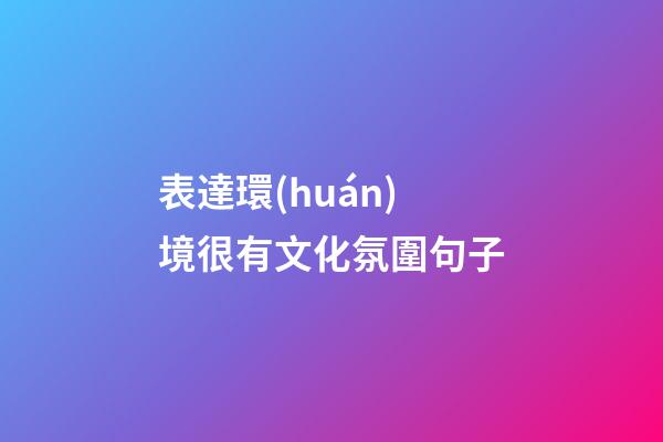 表達環(huán)境很有文化氛圍句子