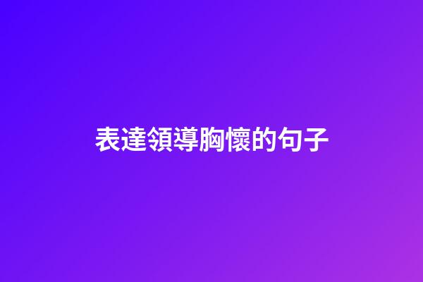 表達領導胸懷的句子