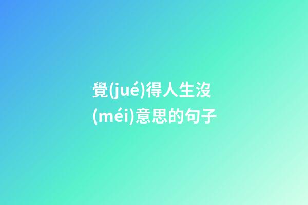 覺(jué)得人生沒(méi)意思的句子