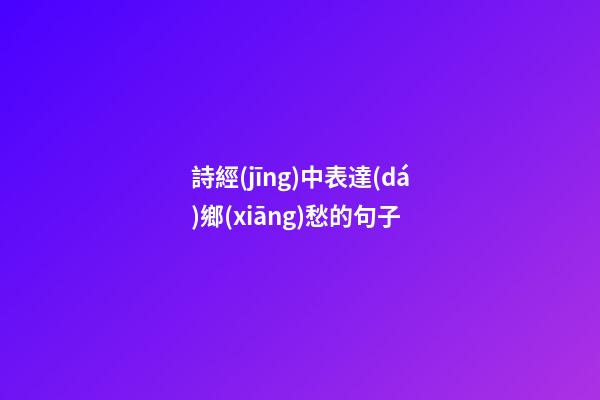 詩經(jīng)中表達(dá)鄉(xiāng)愁的句子