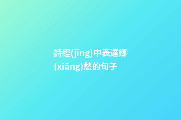 詩經(jīng)中表達鄉(xiāng)愁的句子